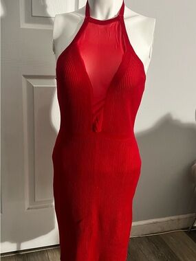 Almost Famous Red Halter Midi Dress